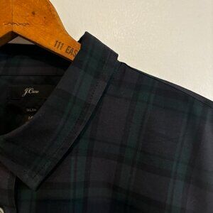 NWT J.CREW Slim Stretch Perfect Shirt in Black Watch Plaid